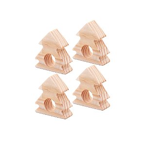 CONJUNTO 4 ANÉIS PARA GUARDANAPOS DE MADEIRA PINUS ÁRVORE DE NATAL 7CM X 6,5CM X 2,4CM - WOODART