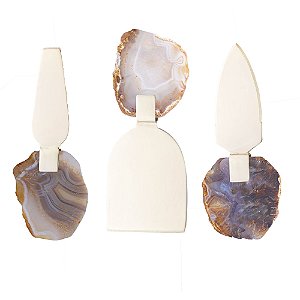 CONJUNTO 3 FACAS PARA QUEIJO DE AÇO INOX DOURADO ÁGATA - WOLFF
