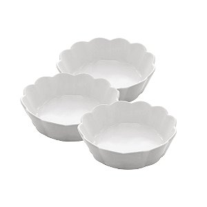 CONJUNTO 3 BOWLS DE PORCELANA PÉLATA BRANCO MATT 14,5CM X 5CM - WOLFF