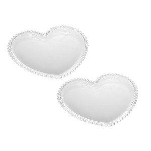 CONJUNTO 2 PRATOS CORAÇÃO DE CRISTAL PEARL 25CM X 22CM X 2CM - WOLFF