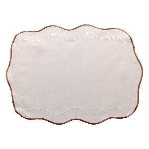 CONJUNTO 2 LUGARES AMERICANOS DE ALGODÃO COM BORDADO PESPONTOS BEGE 33CM X 45CM - WOLFF