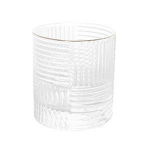 CONJUNTO 2 COPOS PARA WHISKY DE VIDRO COM BORDA DOURADA CHESS 320ML - WOLFF
