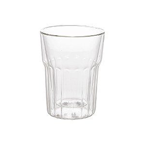 CONJUNTO 2 COPOS PARA CAFÉ E CHÁ DUPLA PAREDE DE VIDRO BOROSSILICATO RESISTENTE A CALOR RETRÔ 250ML