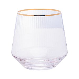 CONJUNTO 2 COPOS BAIXOS DE VIDRO COM FIO DE OURO LINES 330ML - WOLFF