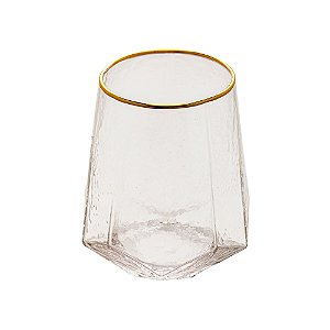 CONJUNTO 2 COPOS BAIXOS DE CRISTAL COM FIO DE OURO TAJ 550ML - WOLFF