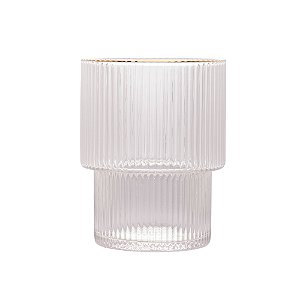 CONJUNTO 2 COPOS BAIXOS DE CRISTAL COM FIO DE OURO LINES 220ML - WOLFF