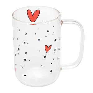 CONJUNTO 2 CANECAS DE VIDRO BOROSSILICATO RESISTENTE A CALOR HEART 280ML - WOLFF