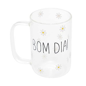 CONJUNTO 2 CANECAS DE VIDRO BOROSSILICATO RESISTENTE A CALOR BOM DIA 280ML - WOLFF