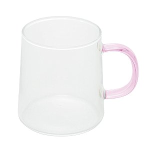 CONJUNTO 2 CANECAS DE VIDRO BOROSSILICATO COM ALÇA FUN ROSA 320ML - WOLFF