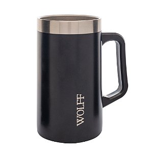 CANECA TÉRMICA PARA CERVEJA DE AÇO INOX PRETA 500ML - WOLFF