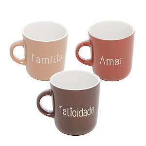 CANECA DE PORCELANA GRATEFUL WORDS SORTIDA 170ML - WOLFF