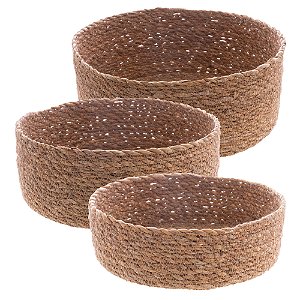 CONJUNTO 3 CESTOS REDONDOS RETOS DE FIBRA NATURAL - WOLFF