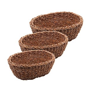 CONJUNTO 3 CESTAS OVAIS DE FIBRA NATURAL - WOLFF