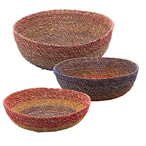 CONJUNTO 3 CESTAS DE FIBRA NATURAL COLORIDO - WOLFF