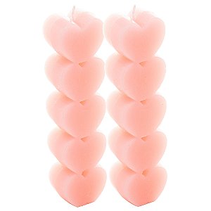 CONJUNTO 2 VELAS DE PARAFINA HEART ROSÉ 4CM X 2,5CM X 15CM - WOLFF