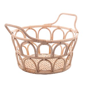 CESTO DECORATIVO DE RATTAN COM ALÇA NATURE 30CM X 30CM X 14CM - WOLFF