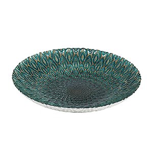 CENTRO DE MESA DE VIDRO PEACOCK 40CM X 7CM - WOLFF