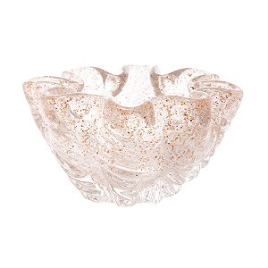 CENTRO DE MESA DE VIDRO ITALY TRANSPARENTE E DOURADO 15,5CM X 15,5CM X 9CM - WOLFF