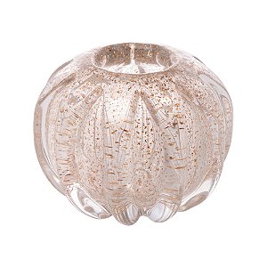 CENTRO DE MESA DE VIDRO ITALY TRANSPARENTE E DOURADO 12CM X 12CM X 10CM - WOLFF
