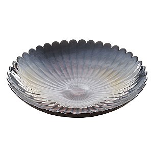 CENTRO DE MESA DE VIDRO IBIS BRONZE/PETRÓLEO 40CM X 8,5CM - WOLFF