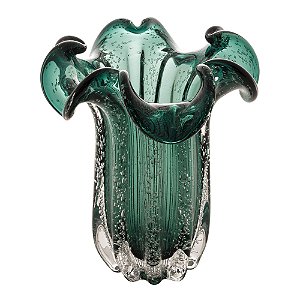 VASO DE VIDRO ITALY VERDE ESMERALDA 19CM X 24CM - WOLFF