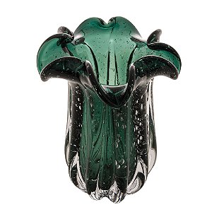 VASO DE VIDRO ITALY VERDE ESMERALDA 18CM X 21CM - WOLFF