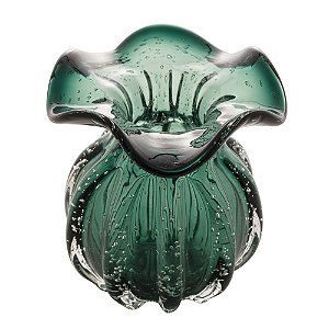 VASO DE VIDRO ITALY VERDE ESMERALDA 11,5CM X 13CM - WOLFF