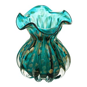 VASO DE VIDRO ITALY VERDE E ROSÉ 11,5CM X 13CM - WOLFF