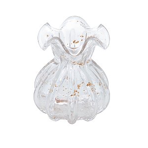 VASO DE VIDRO ITALY TRANSPARENTE E DOURADO 13CM X 17CM - WOLFF