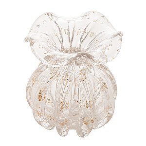 VASO DE VIDRO ITALY TRANSPARENTE E DOURADO 11,5CM X 13CM - WOLFF