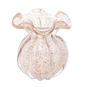 VASO DE VIDRO ITALY TRANSPARENTE E DOURADO 11,5CM X 11,5CM X 13CM - WOLFF