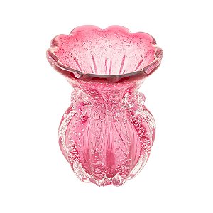 VASO DE VIDRO ITALY ROSA E DOURADO 7,5CM X 12CM - WOLFF