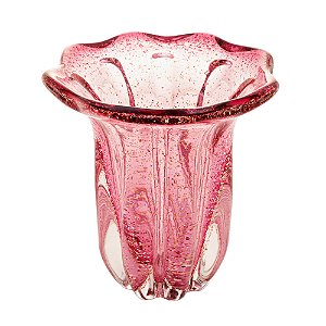 VASO DE VIDRO ITALY ROSA E DOURADO 18CM X 18,5CM - WOLFF