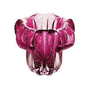 VASO DE VIDRO ITALY ROSA E DOURADO 14CM X 13CM - WOLFF