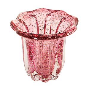 VASO DE VIDRO ITALY ROSA E DOURADO 14,5CM X 13CM - WOLFF