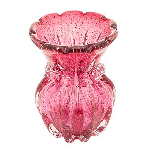 VASO DE VIDRO ITALY ROSA E DOURADO 12CM X 16CM - WOLFF