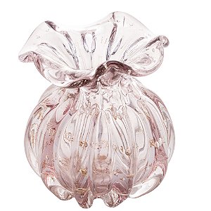 VASO DE VIDRO ITALY ROSA CLARO E DOURADO 11,5CM X 13CM - WOLFF