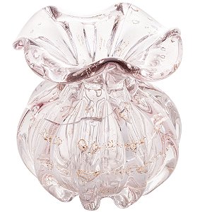 VASO DE VIDRO ITALY ROSA CLARO E DOURADO 10CM X 11CM - WOLFF