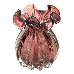 VASO DE VIDRO ITALY PÚRPURA E ROSÉ 13CM X 17CM - WOLFF