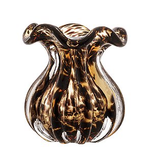 VASO DE VIDRO ITALY MARROM E PRETO 11,5CM X 13CM - WOLFF