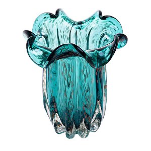 VASO DE VIDRO ITALY AZUL E ROSÉ 18CM X 21CM - WOLFF