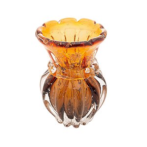 VASO DE VIDRO ITALY ÂMBAR E MARROM 7,5CM X 12CM - WOLFF