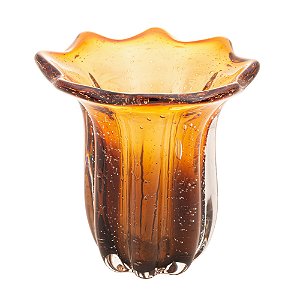 VASO DE VIDRO ITALY ÂMBAR E MARROM 18CM X 18,5CM - WOLFF