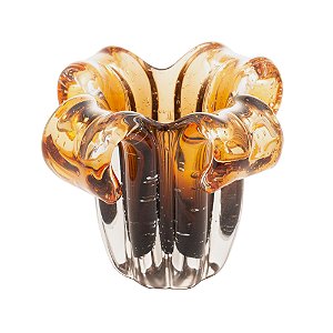 VASO DE VIDRO ITALY ÂMBAR E MARROM 13CM X 10CM - WOLFF