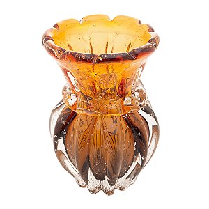 VASO DE VIDRO ITALY ÂMBAR E MARROM 12CM X 16CM - WOLFF