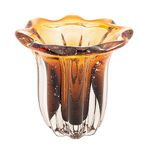 VASO DE VIDRO ITALY ÂMBAR E MARROM 12CM X 11CM - WOLFF