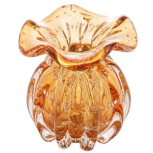 VASO DE VIDRO ITALY ÂMBAR E DOURADO 11,5CM X 13CM - WOLFF