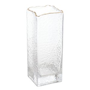 VASO DE VIDRO COM FIO DE OURO TAJ 8CM X 8CM X 25CM - WOLFF