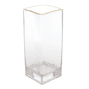 VASO DE VIDRO COM FIO DE OURO TAJ 10CM X 10CM X 25CM - WOLFF