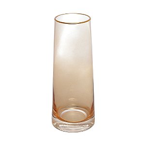 VASO DE VIDRO COM FIO DE OURO ÂMBAR LIZ 9CM X 9CM X 22CM - WOLFF